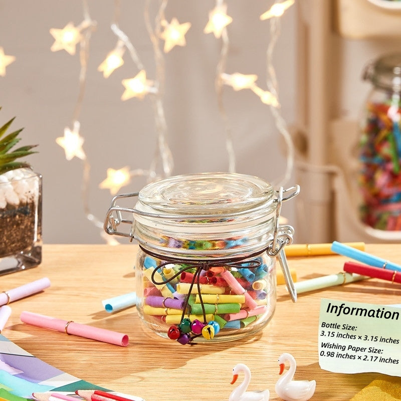 Wishes in a Bottle – Colorful Scrolls in Glass Jar for Wishes & Messages