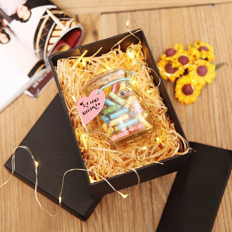 A "Feelings in a Bottle" DIY Message in a Bottle Kit with Capsule Letters