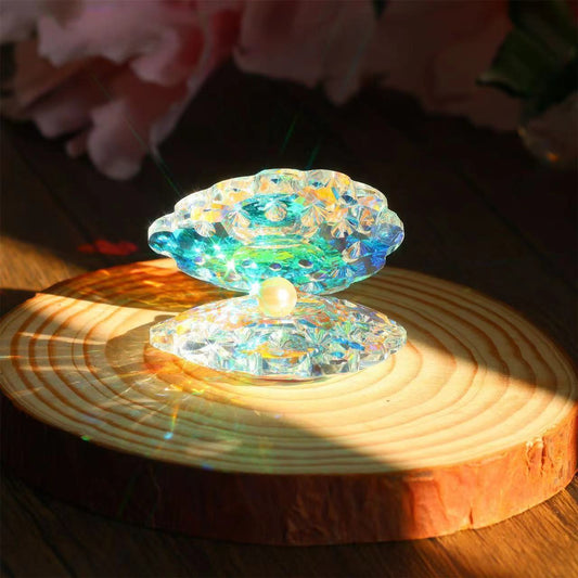 Crystal Pearl Shell Prism Decor – Handmade Sunlight Catcher Ornament
