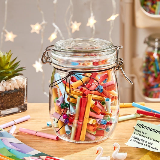 Wishes in a Bottle – Colorful Scrolls in Glass Jar for Wishes & Messages
